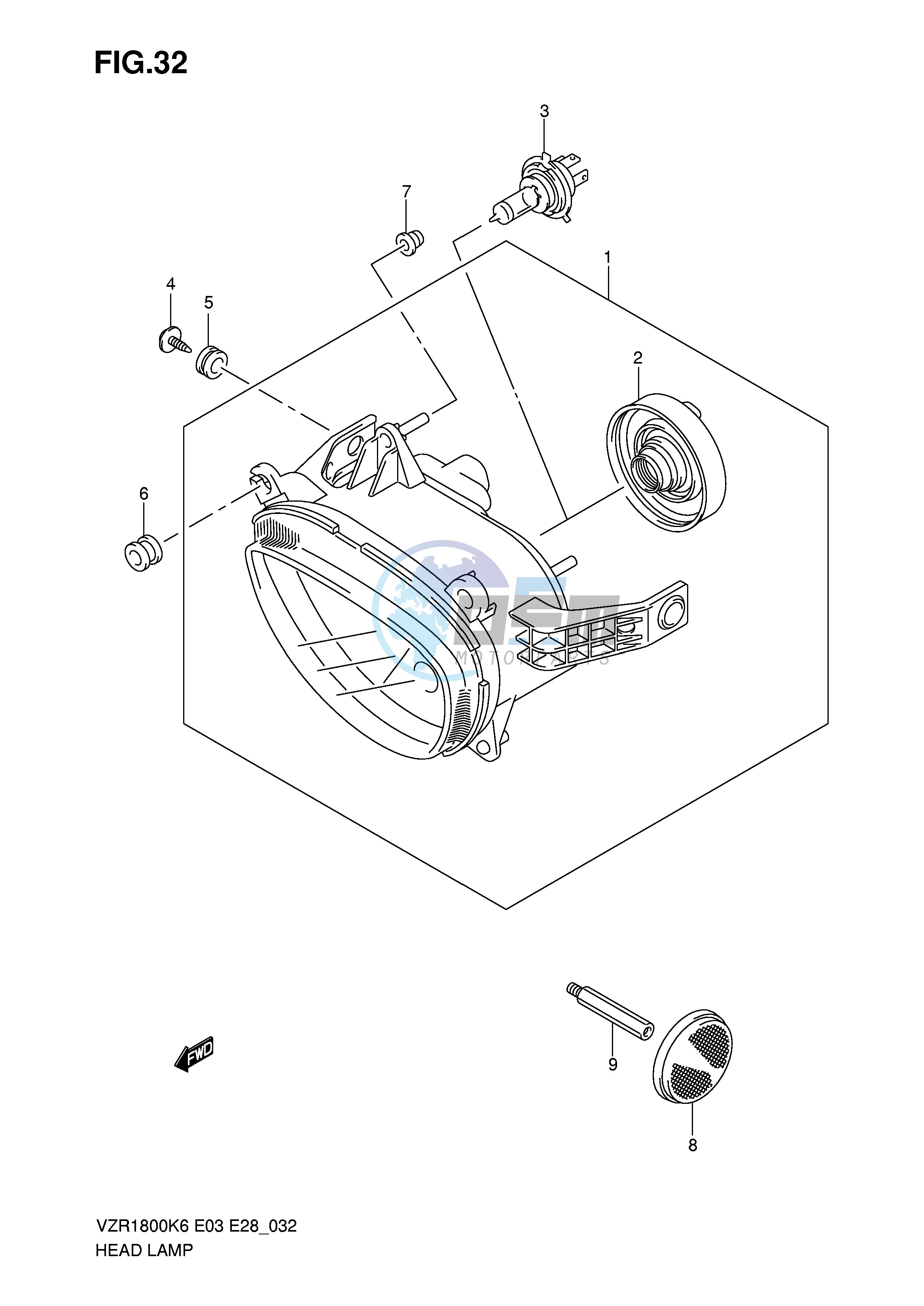 HEADLAMP (VZR1800K6 K7 K8 K9 L0,VZR1800ZK7 ZK8 ZK9 ZL0)