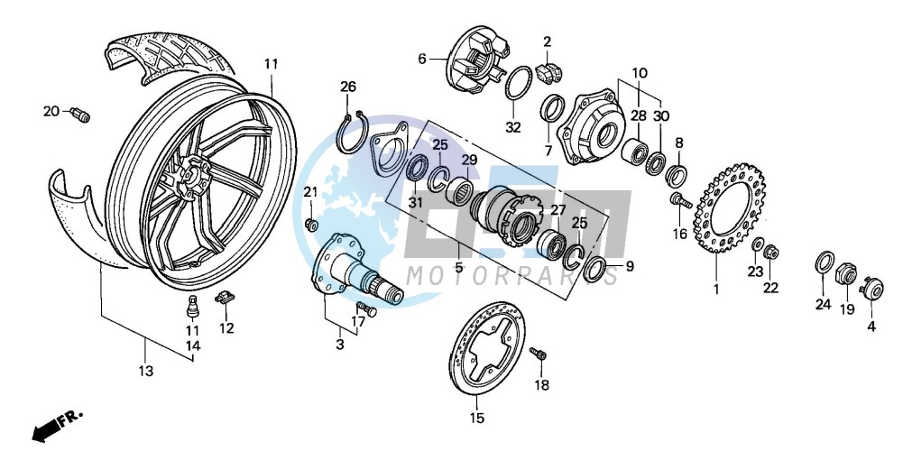 REAR WHEEL (VFR750FL/FM/FN/FP)