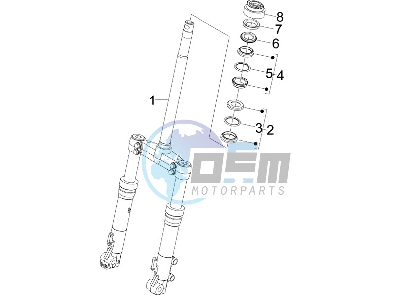 Fork steering tube - Steering bearing unit