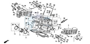 VT1100C drawing CYLINDER HEAD (REAR) (VT1100CS/CT)