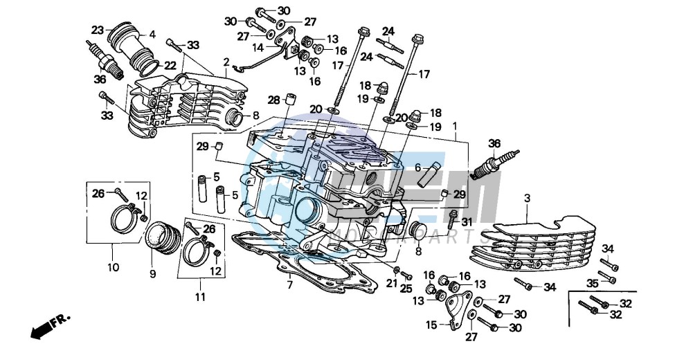 CYLINDER HEAD (REAR) (VT1100CS/CT)