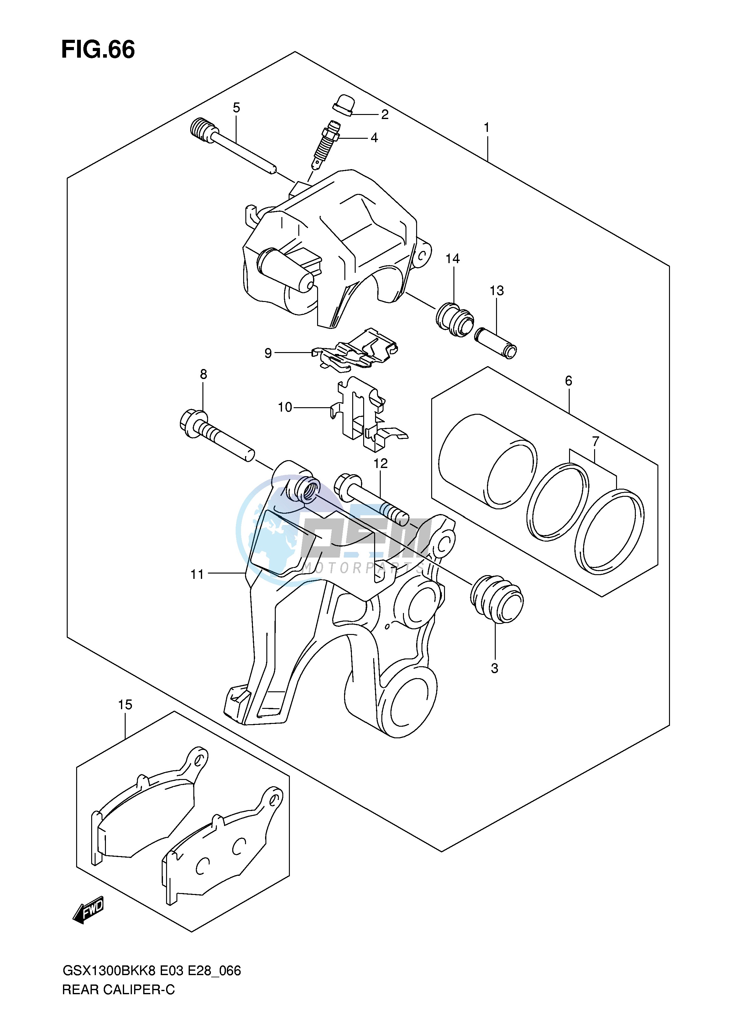 REAR CALIPER (GSX1300BKK8 K9)