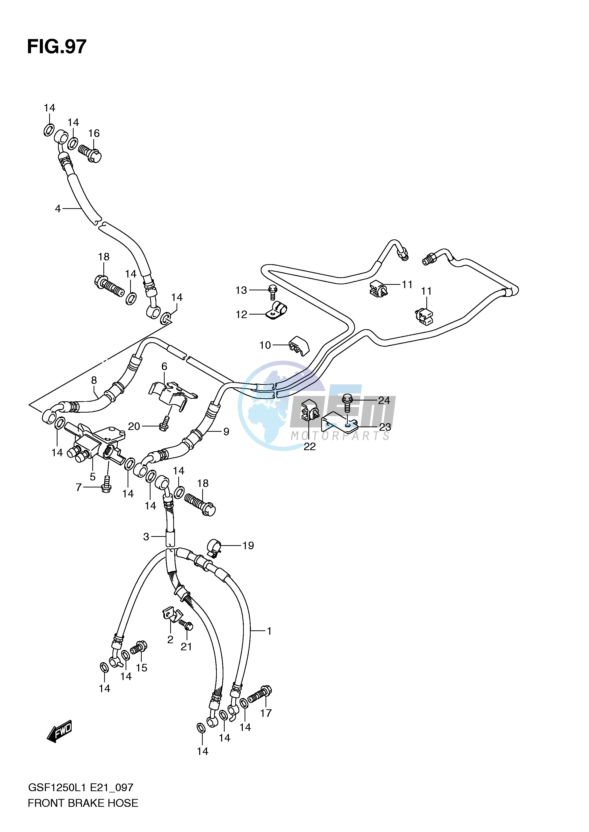 FRONT BRAKE HOSE (GSF1250AL1 E21)