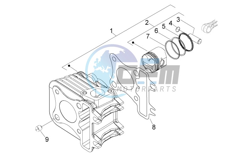 Cylinder-piston-wrist pin unit