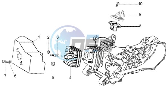 Cylinder head - cooling inlet ind. Pipe