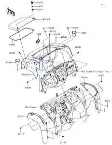 MULE SX KAF400JJF EU drawing Front Fender(s)