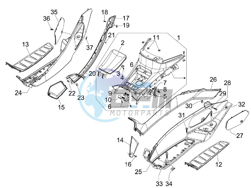 Central cover - Footrests