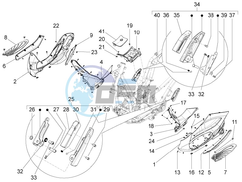 Central cover - Footrests