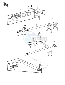 KZ 1000 B [KZ1000 LTD] (B3-B4) [KZ1000 LTD] drawing GEAR CHANGE MECHANISM -- KZ1000-B3- -