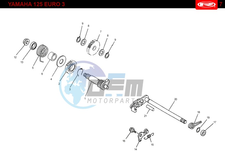 KICKSTART SHAFT  Yamaha 125 EURO-3