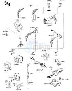 ZX 750 F [NINJA 750R] (F4) [NINJA 750R] drawing IGNITION SWITCH_LOCKS_REFLECTORS