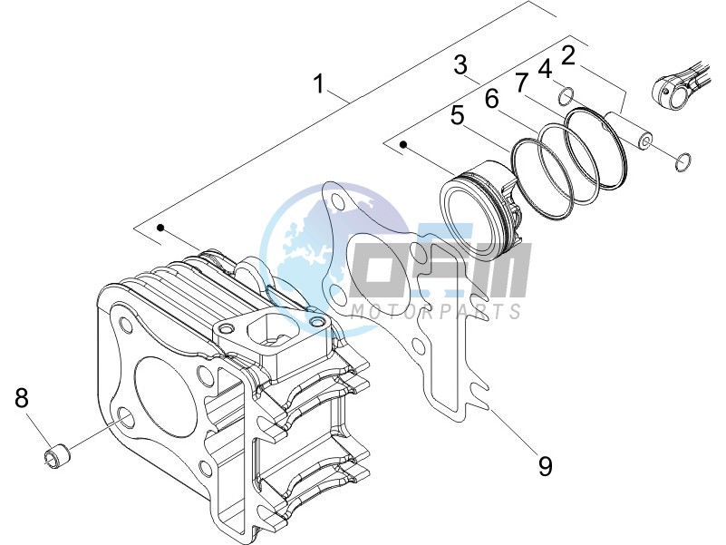 Cylinder-piston-wrist pin unit