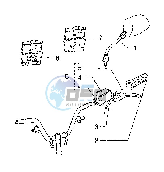 Handlebars component parts (Vehicle with rear hub brake)