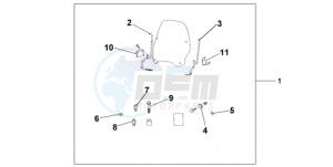 PES125R9 Europe Direct - (ED / STC) drawing WINDSHIELD EXCL KNUCKLE GUARDS