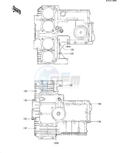 ZN 1100 B [LTD SHAFT] (B1-B2) [LTD SHAFT] drawing CRANKCASE BOLT & STUD PATTERN