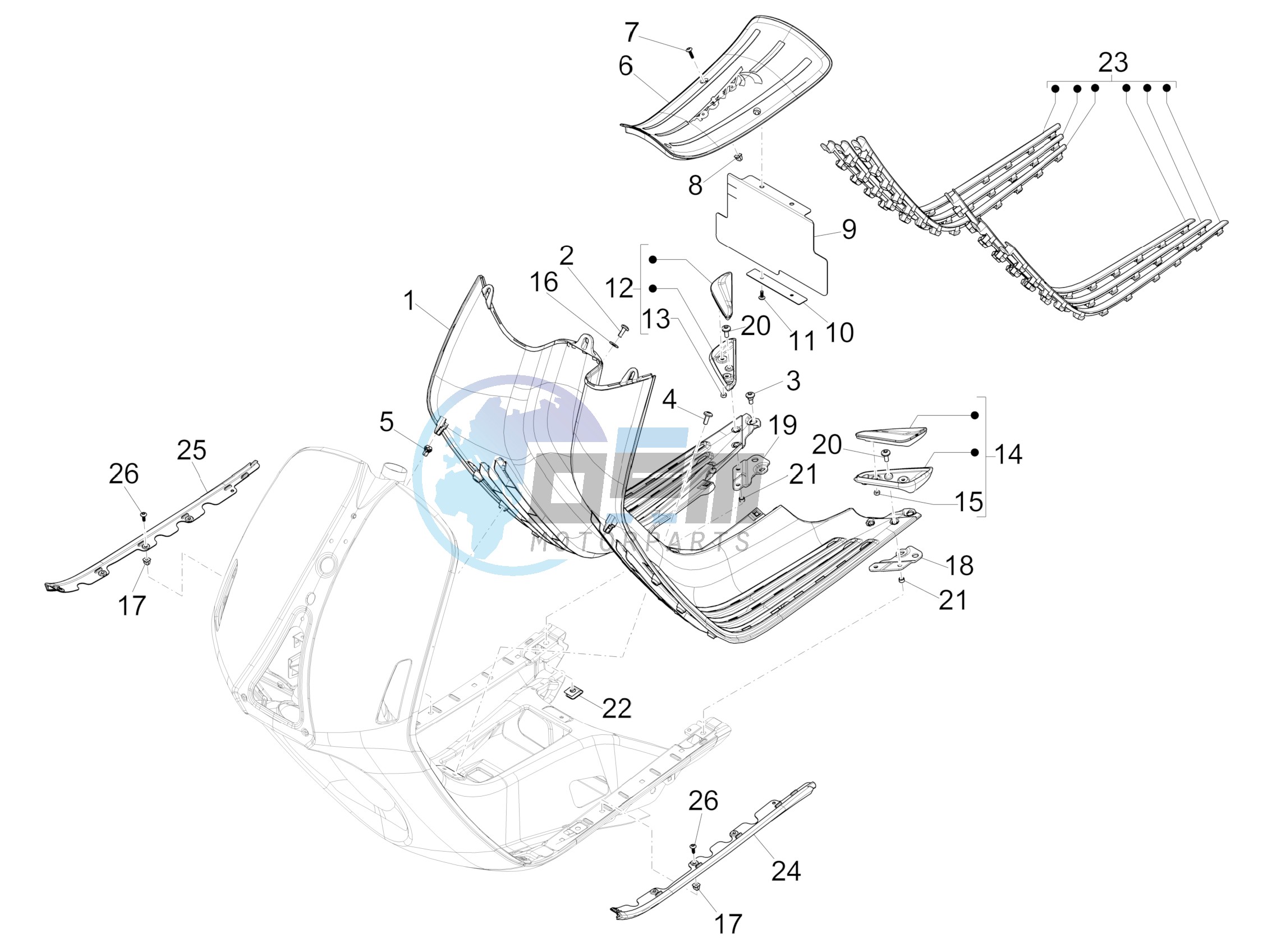 Central cover - Footrests