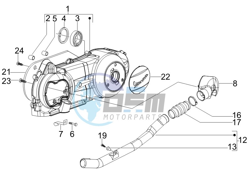 Crankcase cover and cooling