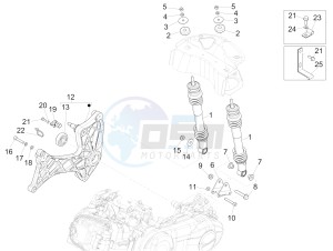 GTS 300 4T 4V IE ABS E3-E4 (NAFTA) drawing Rear suspension - Shock absorber/s