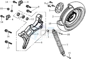 EURO MX 125 DUAL DISK 50 drawing REAR WHEEL / REAR FORK