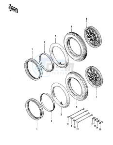 KZ 400 S PSPECIAL] (S2-S3) [SPECIAL] drawing WHEELS_TIRES -- 76-77 S2_S3- -