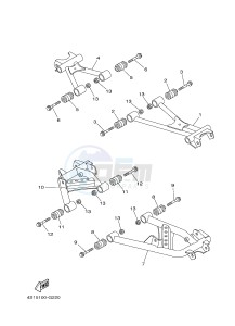 YFM450FWA YFM450DE GRIZZLY 450 IRS (1CUL 1CUM 1CUN) drawing REAR ARM