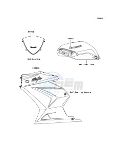 NINJA 250R EX250KBF GB XX (EU ME A(FRICA) drawing Decals(White)(Green)