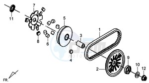 X'PRO 50 (45 KM/H) (AE05W4-FR) (L4-M1) (M1 - 2021) drawing DRIVEN PULLEY / DRIVING - V-BELT