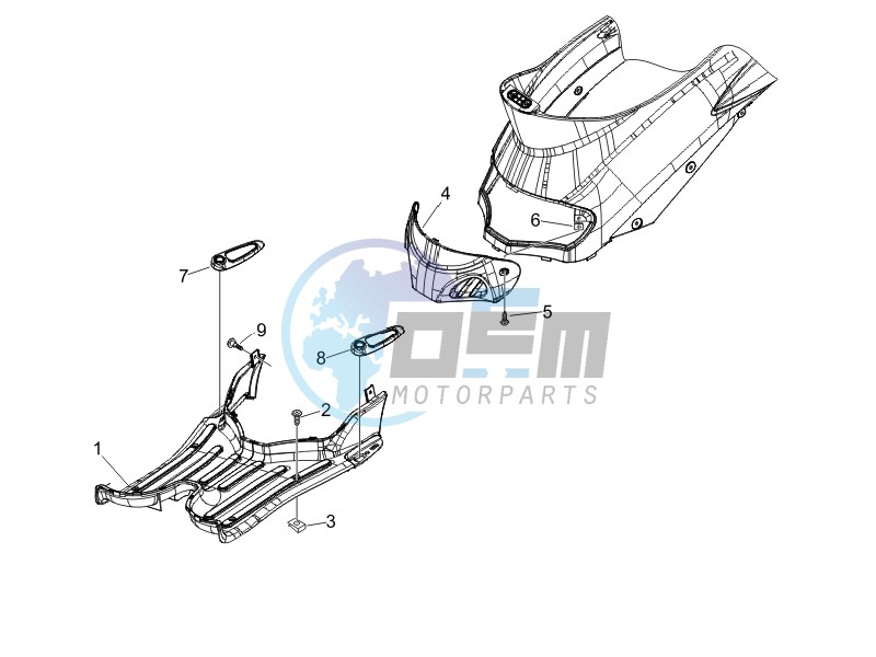 Central cover - Footrests