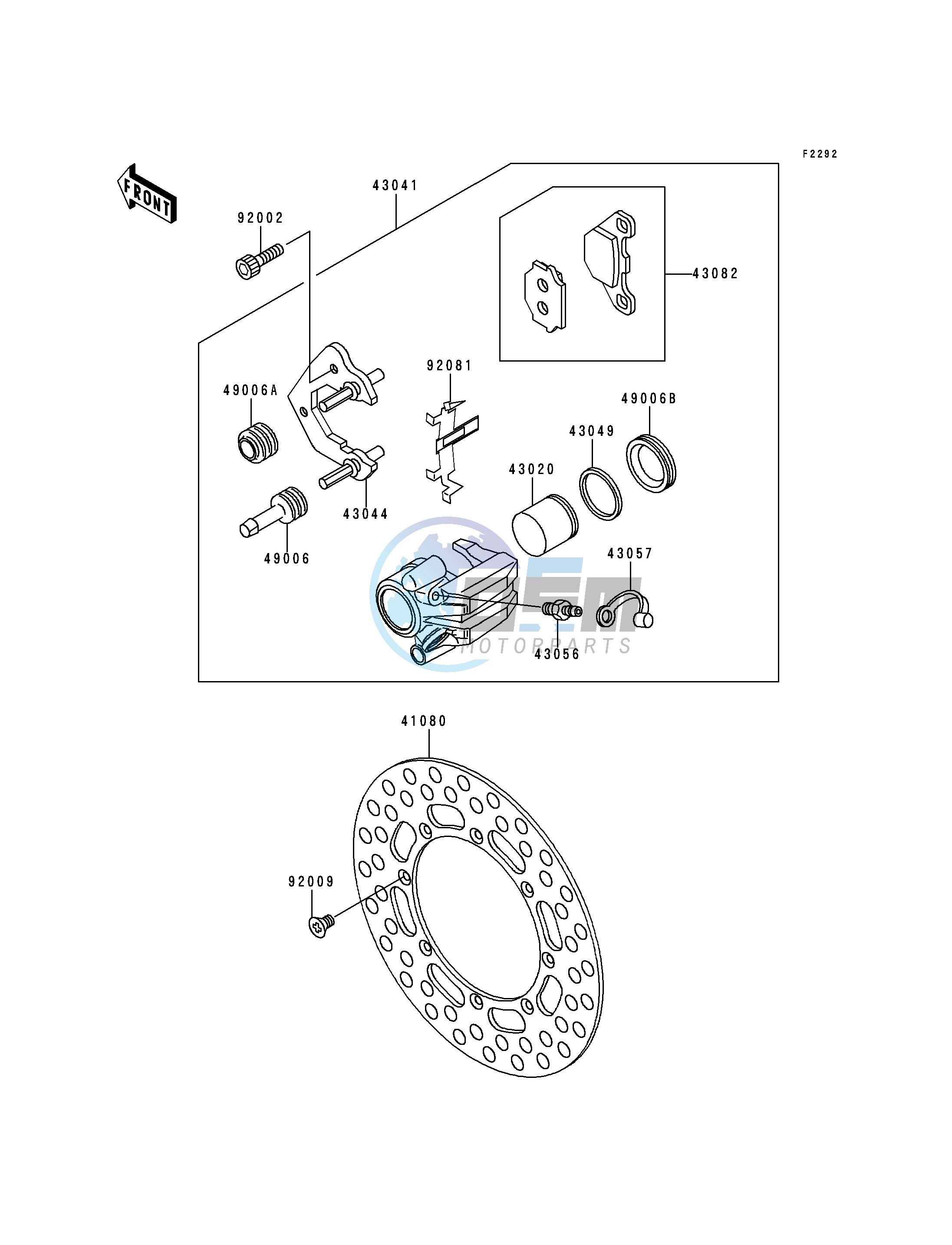 FRONT CALIPER-- KDX200-E4- -