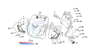 FIDDLE II 50 45KMH (L8) EU EURO4 drawing FRONT COWL / INNER LEG SHIELD /  INDICATOR