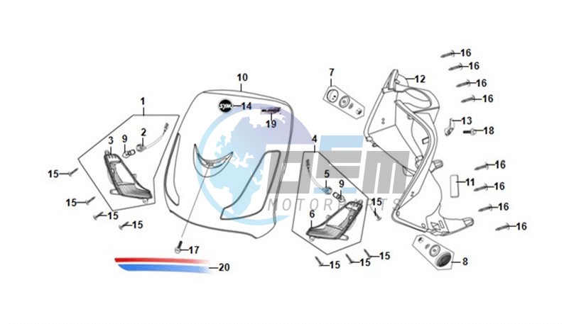 FRONT COWL / INNER LEG SHIELD /  INDICATOR