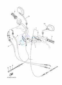 YB125 (2CSD) drawing STEERING HANDLE & CABLE