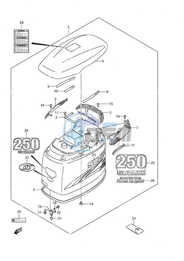 Engine Cover (DF 250S 2008 to 2009)