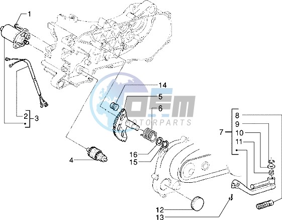 Starting motor-starter lever