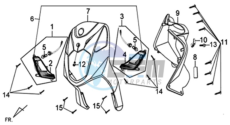 FRONT COVER / INNER LEG SHIELD / INDICATORS