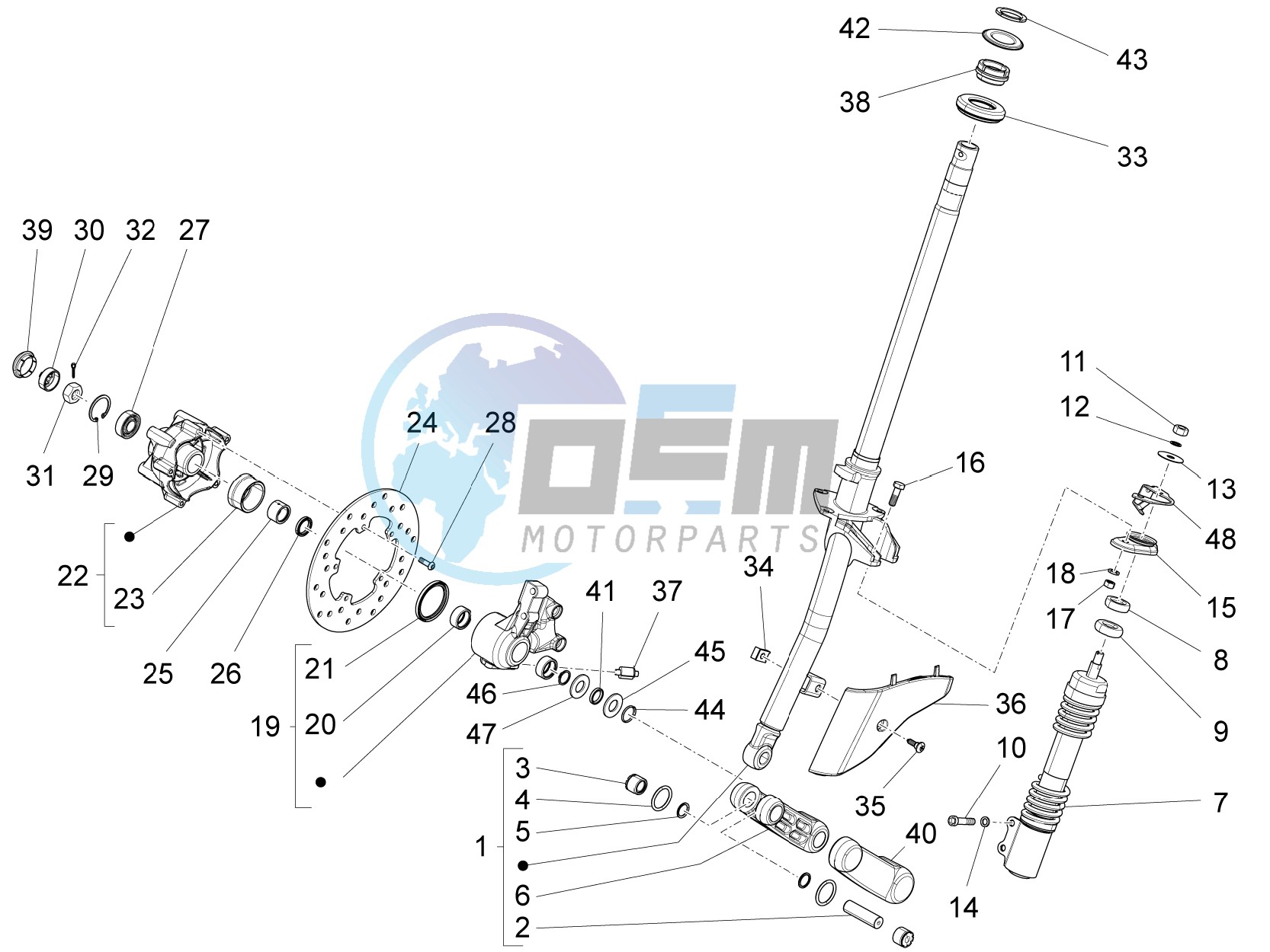 Fork/steering tube - Steering bearing unit