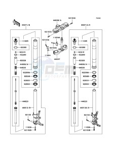 ZZR1400 ABS ZX1400B7F FR GB XX (EU ME A(FRICA) drawing Front Fork