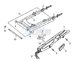 XS-125-K drawing REAR FORK - CHAIN COVER