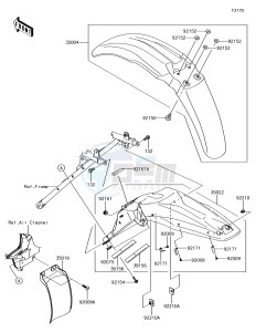 KLX450R KLX450AJF EU drawing Fenders