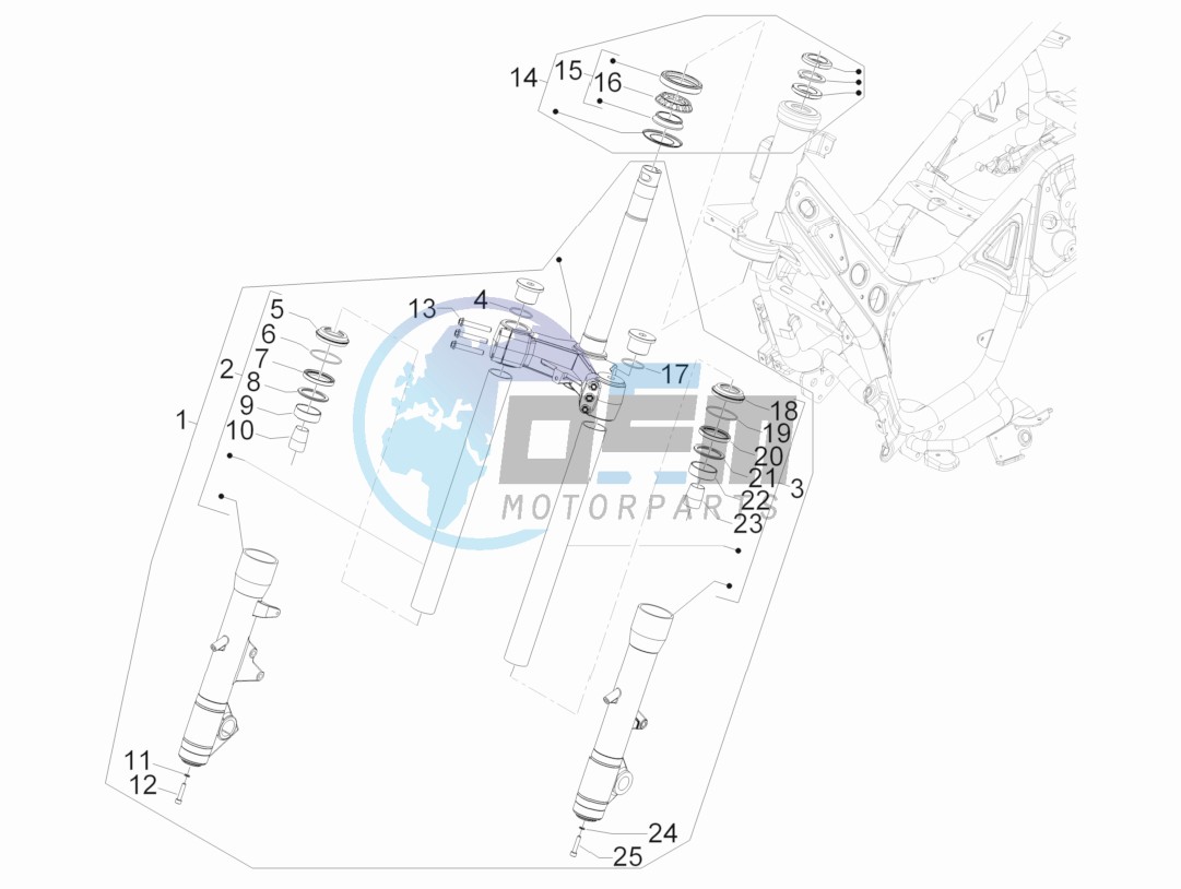 Fork steering tube - Steering bearing unit