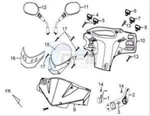 X'PRO 125 drawing HEAD LIGHT COVER / MIRRORS / CONTROLS