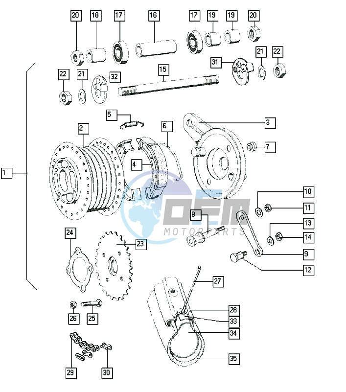 Rear wheel-spokes