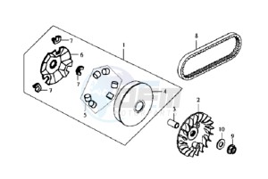 GTS 125 drawing CLUTCH / V BELT