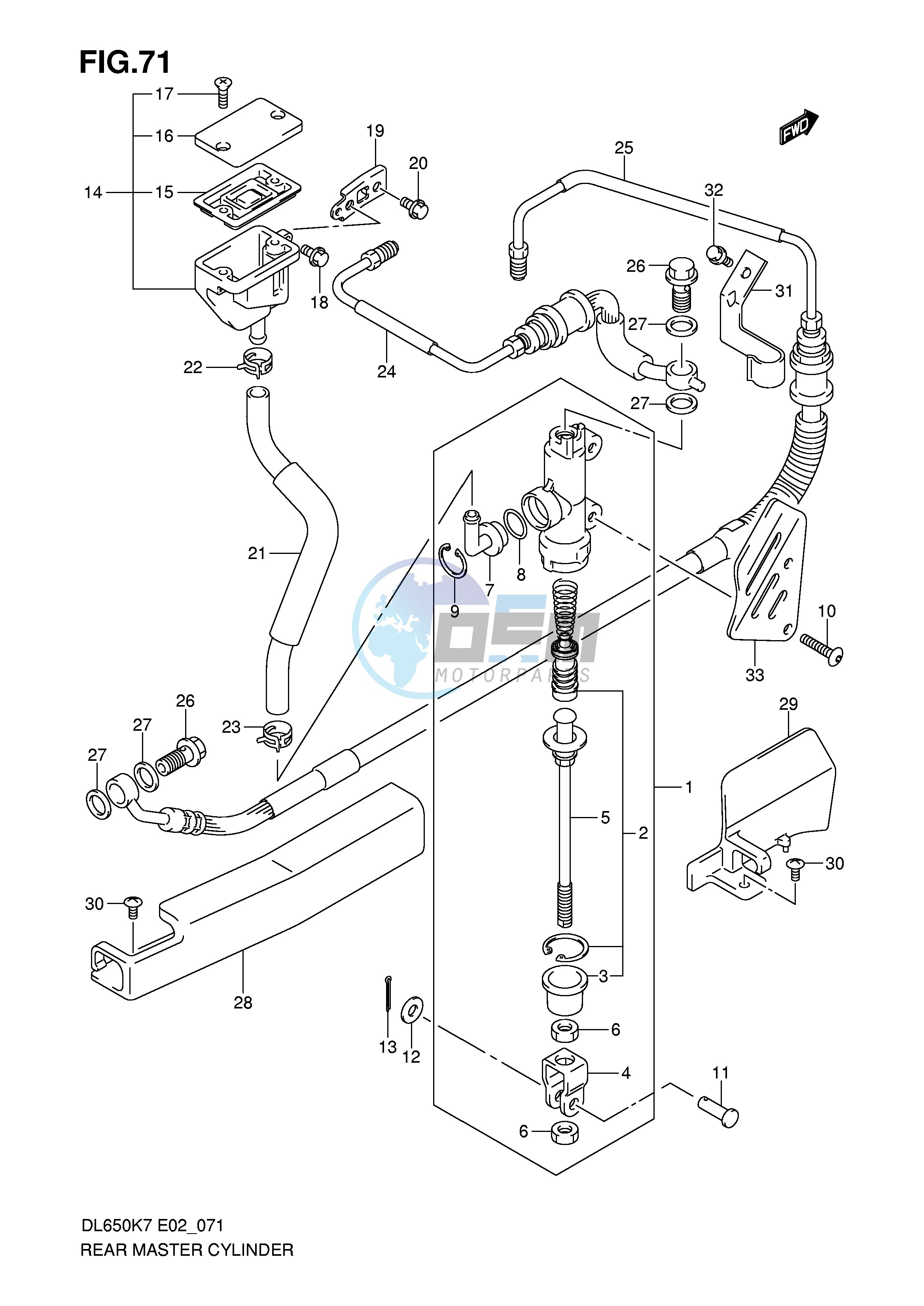 REAR MASTER CYLINDER (DL650AK7 AK8 AK9 AL0 AUEL0)