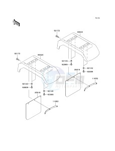 KAF 950 B [MULE 3010 DIESEL 4X4] (B1) [MULE 3010 DIESEL 4X4] drawing REAR FENDER-- S- -