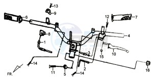 X'PRO 50 (45 KM/H) (AE05W4-FR) (L4-M1) (M1 - 2021) drawing HANDLEBAR / BRAKE LEVERS /KABELS