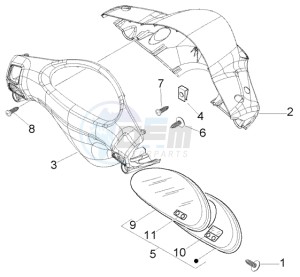 Fly 50 2t drawing Speedometers Kms. - handlebar cover