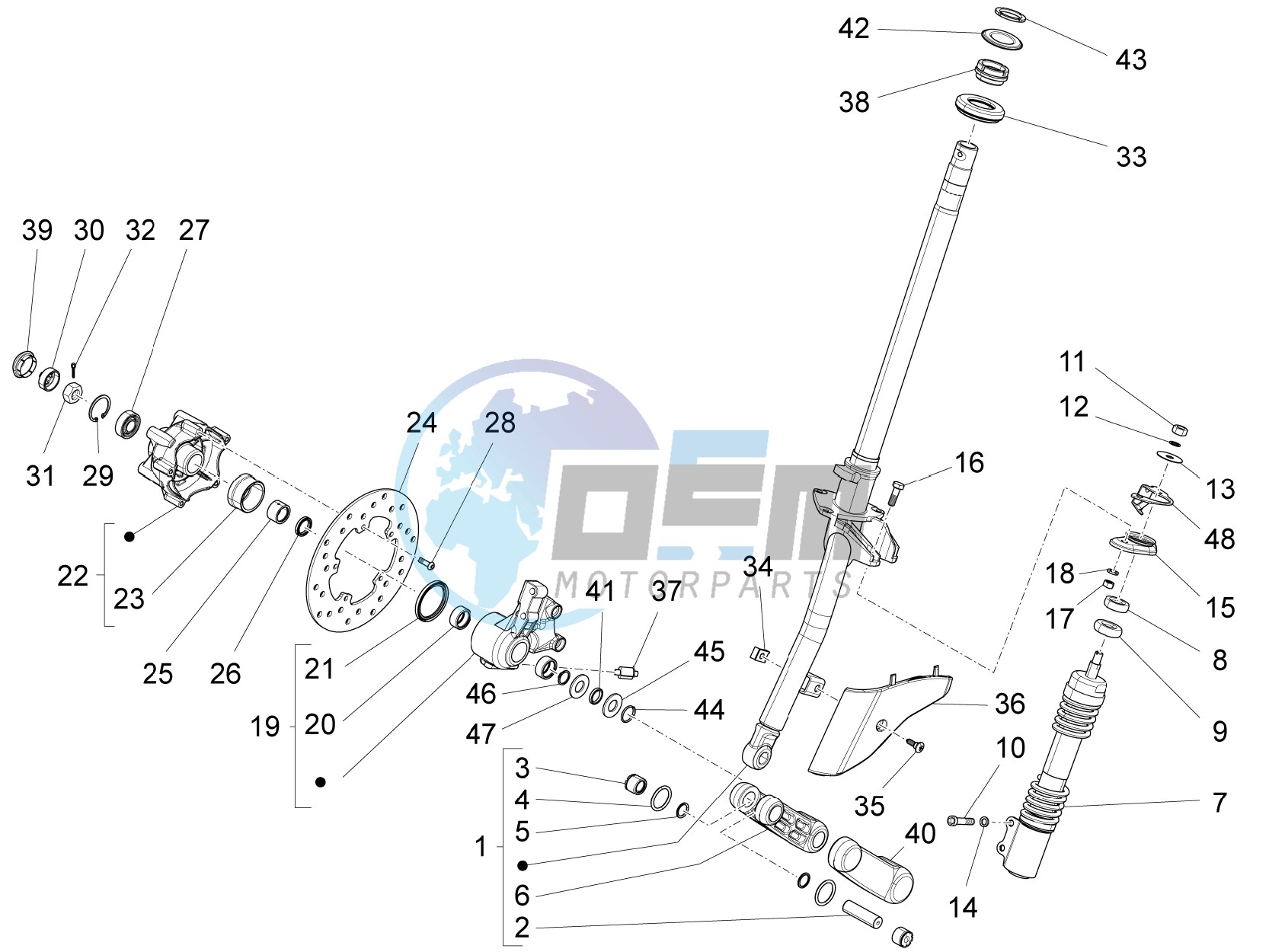 Fork/steering tube - Steering bearing unit