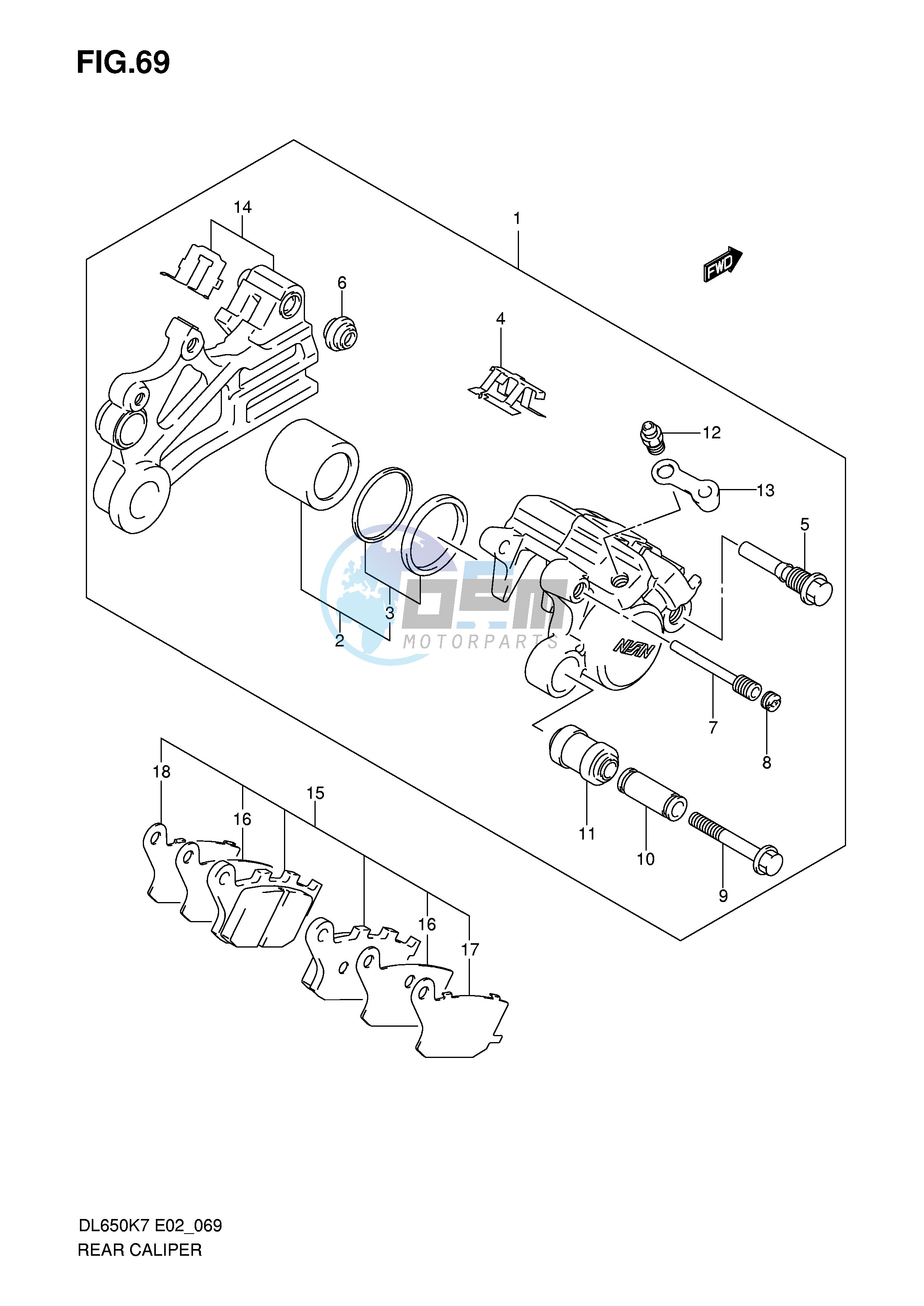 REAR CALIPER (DL650AK7 AK8 AK9 AL0 AUEL0)