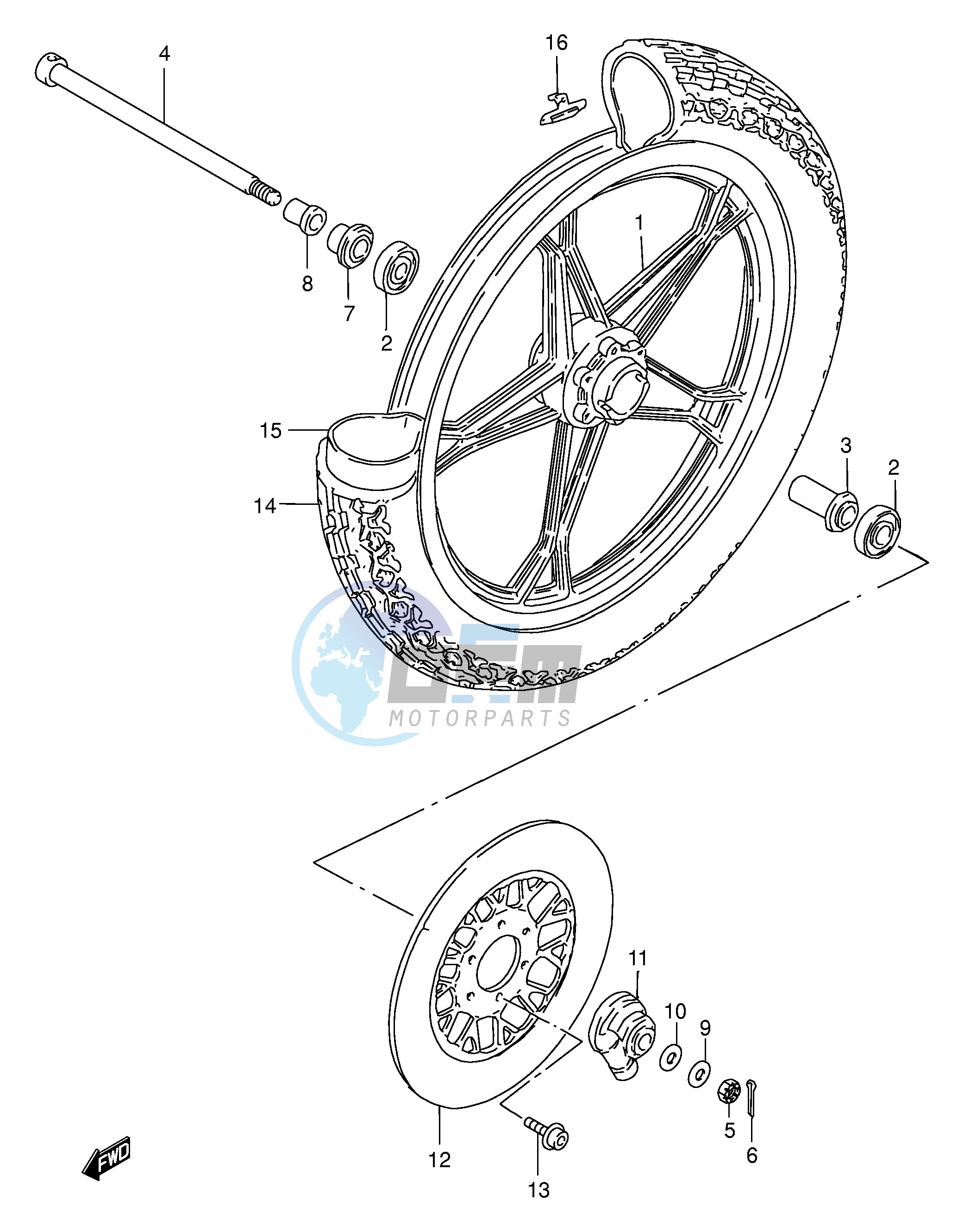 FRONT WHEEL (GN250ET EW EX EY)